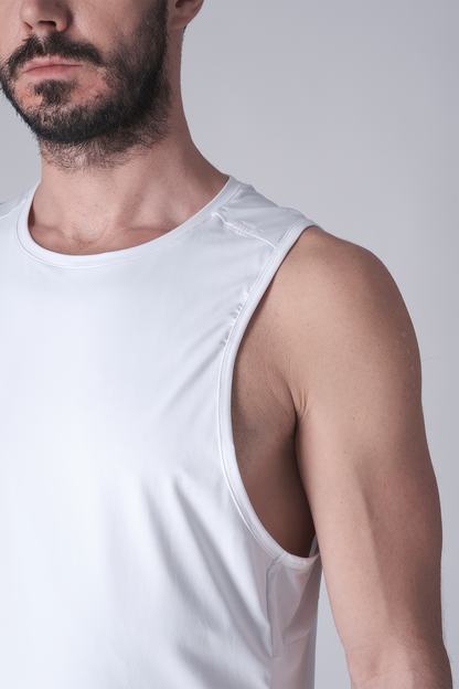 SPK0168 - Ultra 4-Way Stretch Nylon Training Tank - White