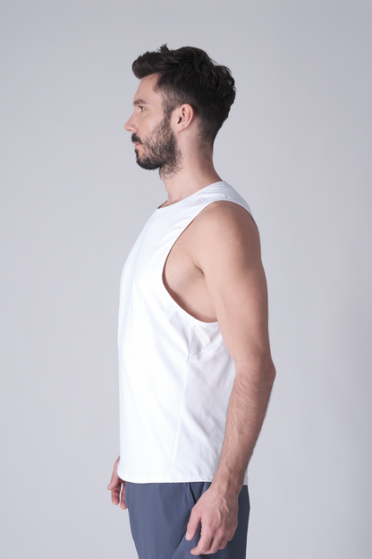SPK0168 - Ultra 4-Way Stretch Nylon Training Tank - White