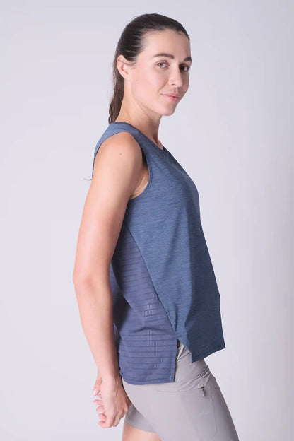 SPWK0170 - Women's Side Splits Tank Top - Heather Navy
