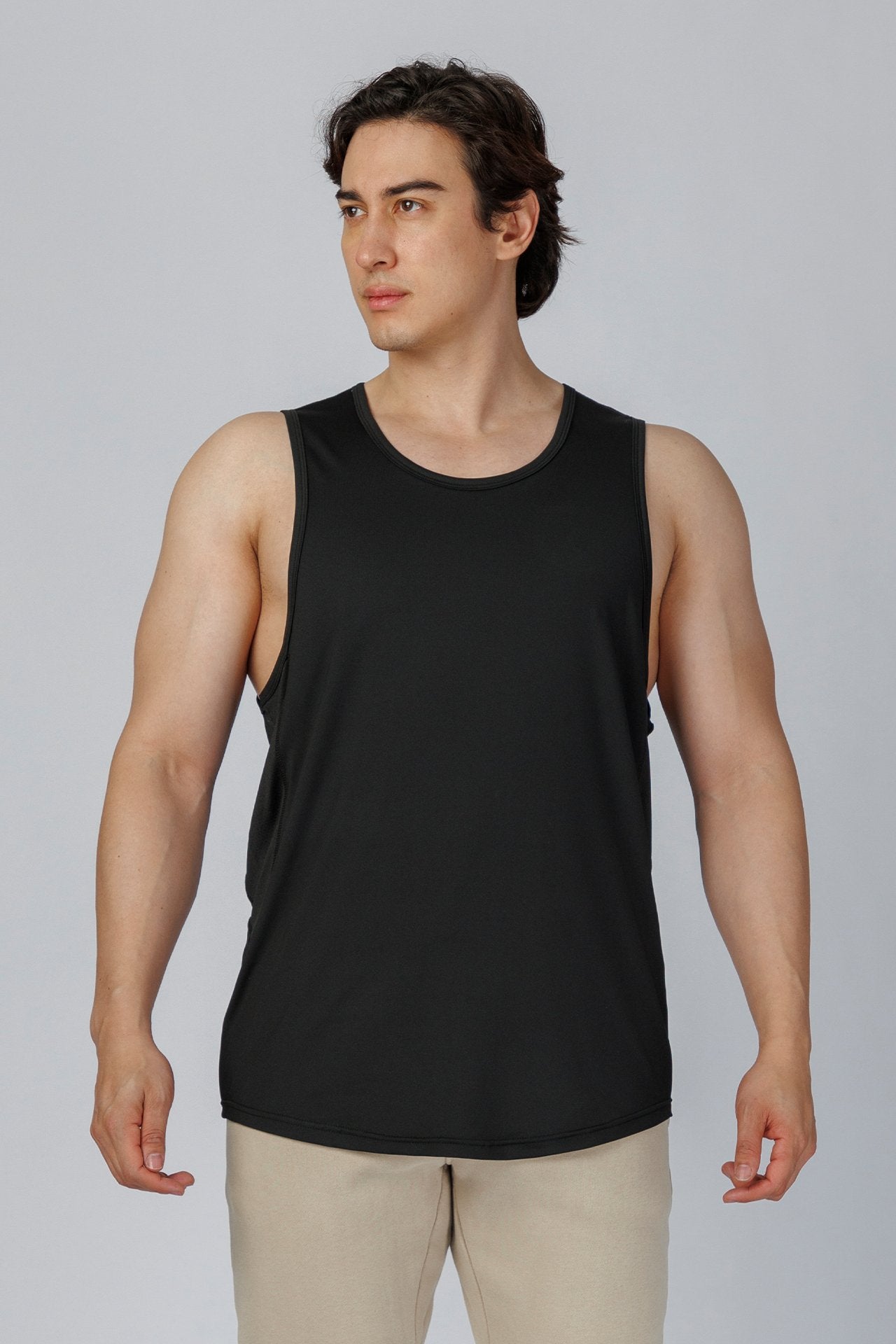 SPK0177 - Quick-Dry 4-Way Stretch Jersey Training Tank Top - Black
