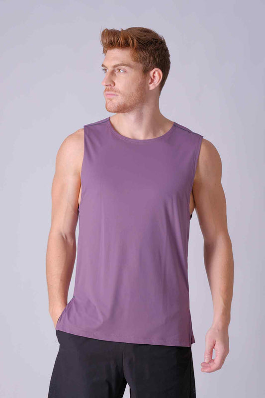 SPK22009 - Stretch Jacquard Breathable Tech Workout Tank Top - Purple
