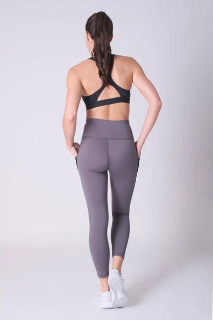 SPWL0001 - Women's Meshed Side Pocket Leggings 25" - Dark Grey