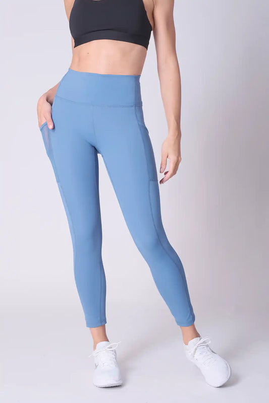 SPWL0001 - Women's Meshed Side Pocket Leggings 25" - Ocean