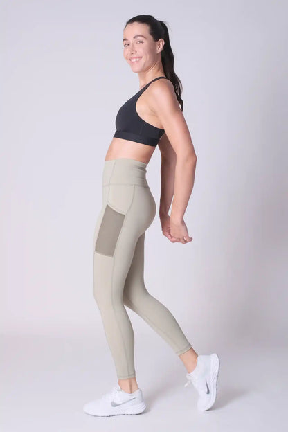 SPWL0001 - Women's Meshed Side Pocket Leggings 25" - Sage