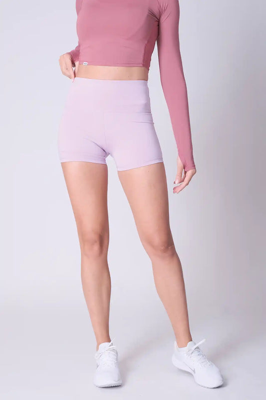 SPWL0003 - Women's Ultra 4-way Stretch Interlock Performance Short Leggings 3" - Light Purple