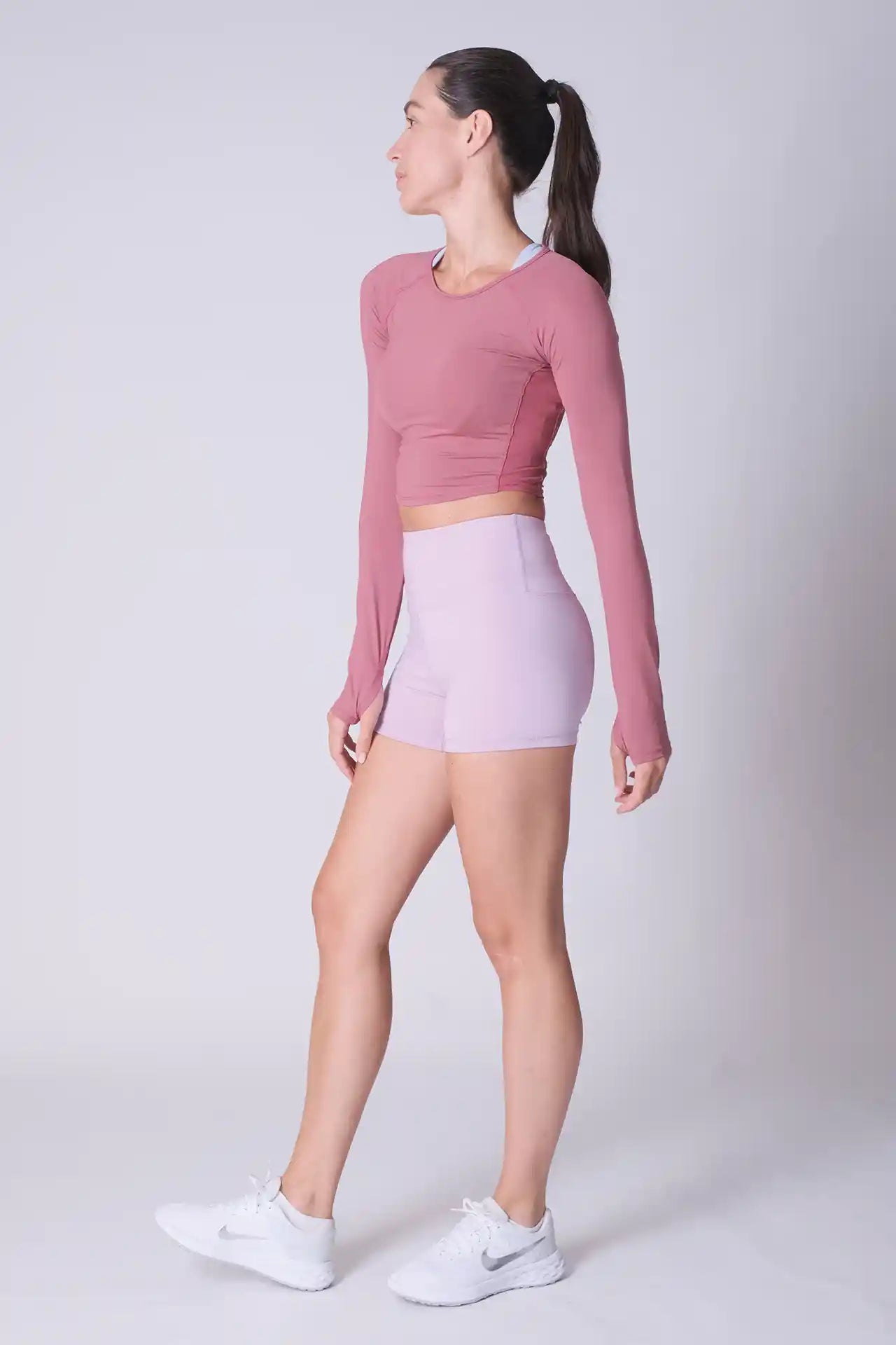 SPWL0003 - Women's Ultra 4-way Stretch Interlock Performance Short Leggings 3" - Light Purple