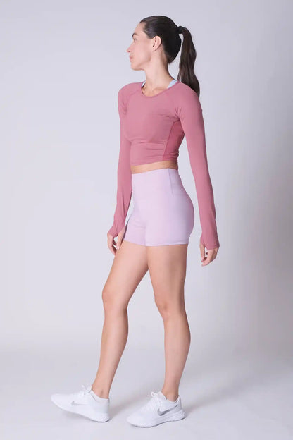 SPWL0003 - Women's Ultra 4-way Stretch Interlock Performance Short Leggings 3" - Light Purple