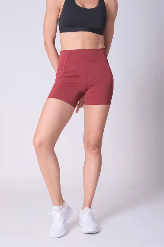 SPWL0004 - Women's Back Zip Pocket Short Leggings 5" - Maroon