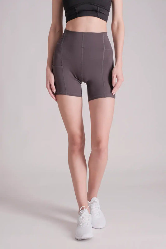 SPWL0005 - Women's High Rise Side Pocket Short Legging 5" - Dark Grey