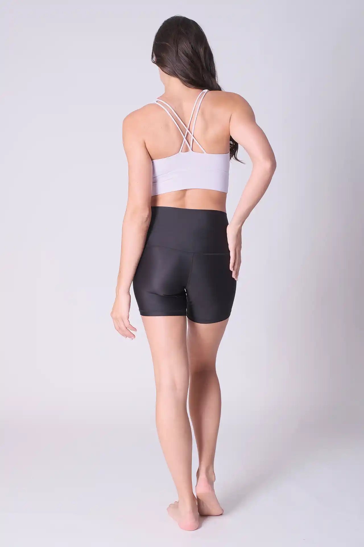 SPWL0007 - Women's Super High Waisted Short Leggings 6" - Black