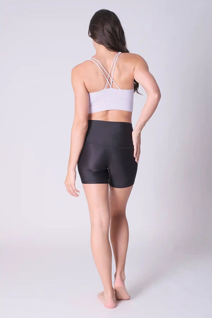 SPWL0007 - Women's Super High Waisted Short Leggings 6" - Black