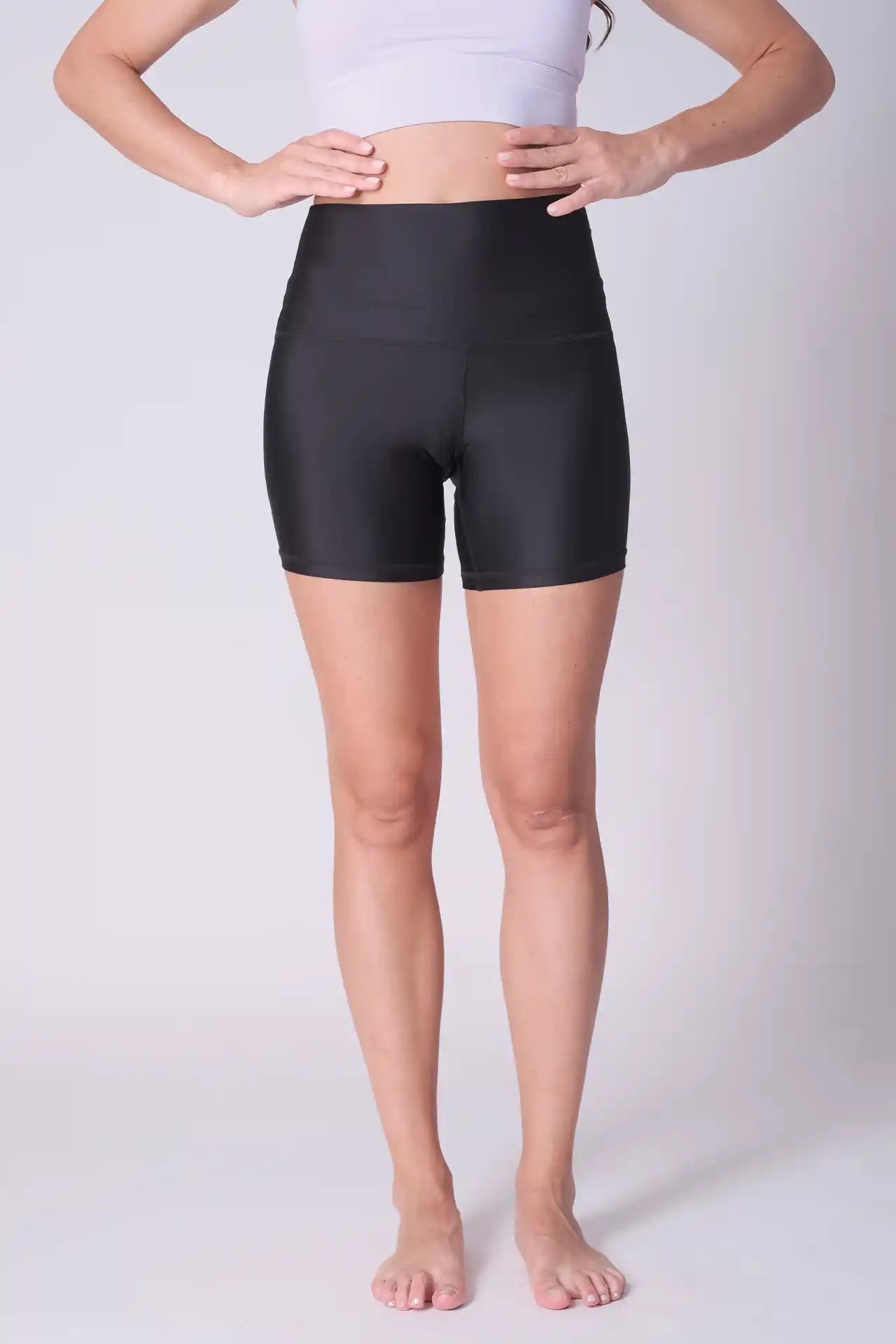 SPWL0007 - Women's Super High Waisted Short Leggings 6" - Black