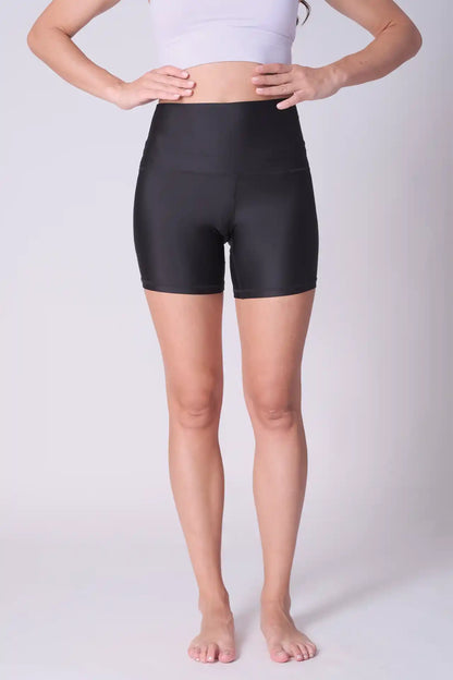 SPWL0007 - Women's Super High Waisted Short Leggings 6" - Black