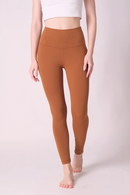 SPWL0012 - Women's Ultra 4-way Stretch Interlock Ankle Length Yoga Leggings 25" - Oak
