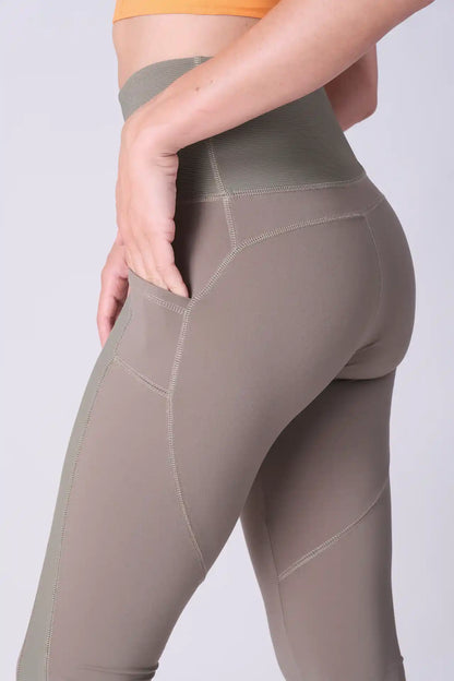 SPWL0022 - Women's Side Ribbed Leggings 29" - Army