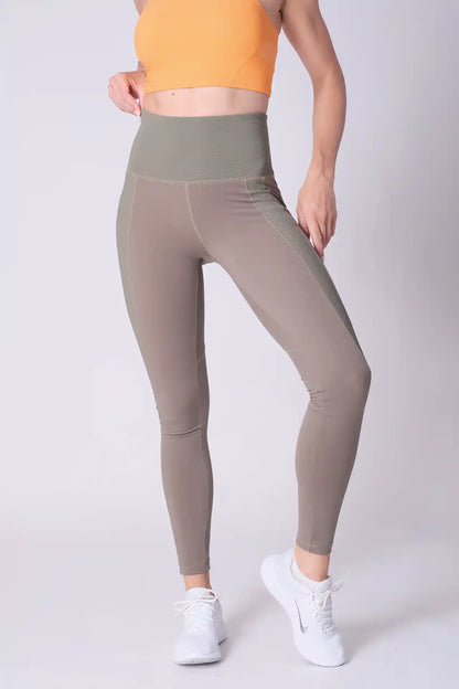 SPWL0022 - Women's Side Ribbed Leggings 29" - Army