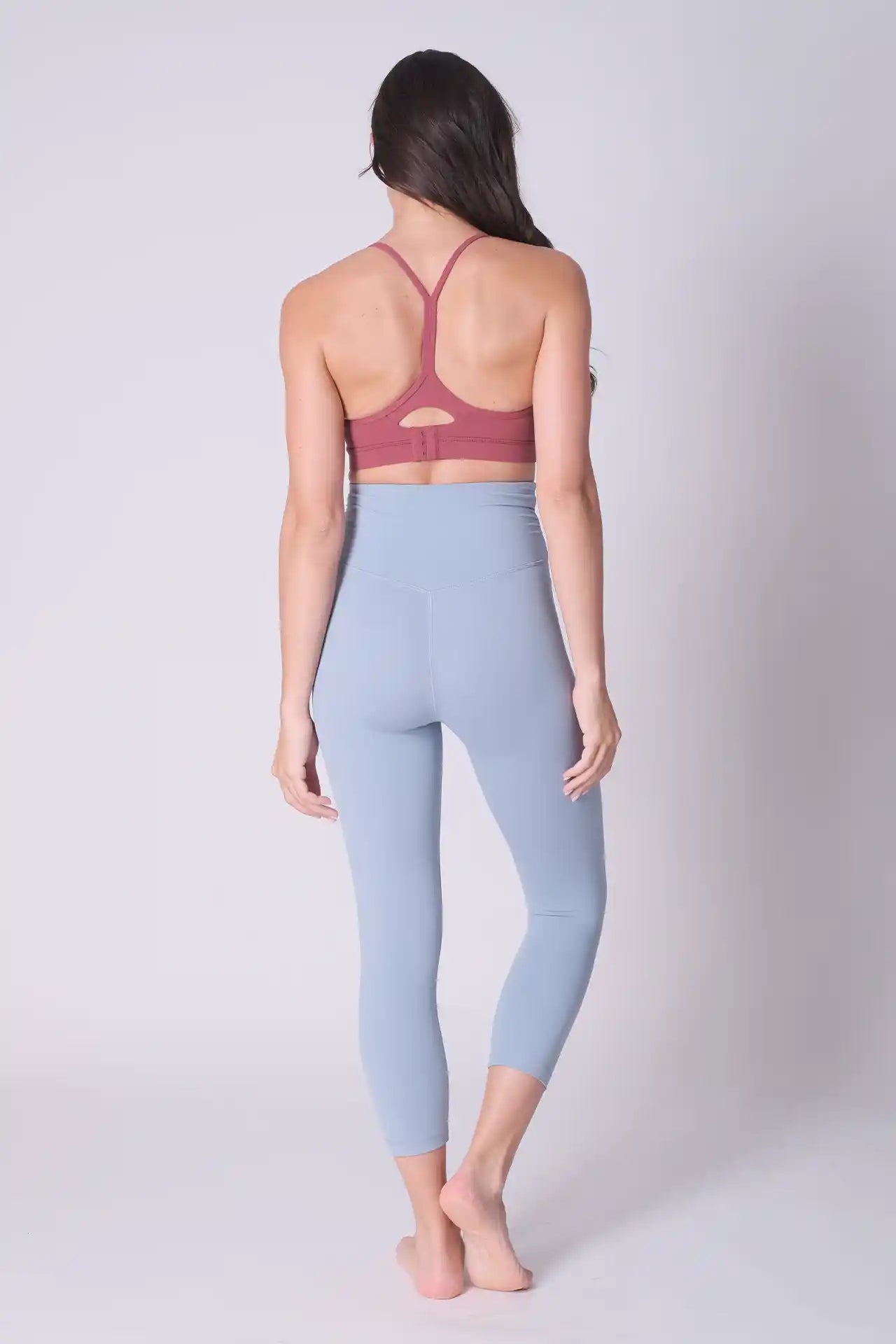 SPWL0024 - Women's Cross Waist Crop Leggings 21" - Sky Blue