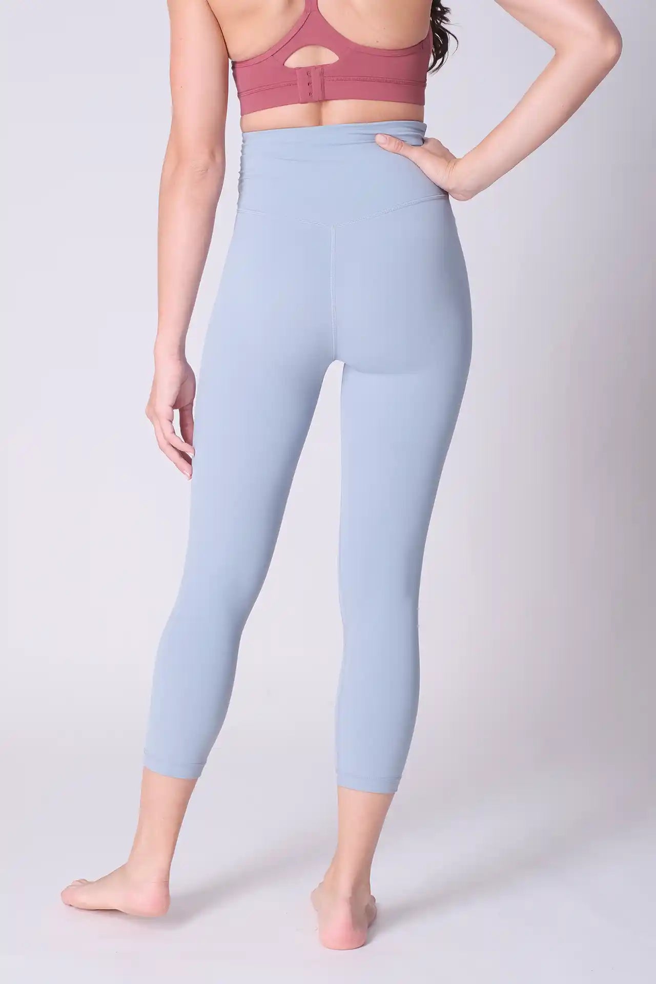 SPWL0024 - Women's Cross Waist Crop Leggings 21" - Sky Blue