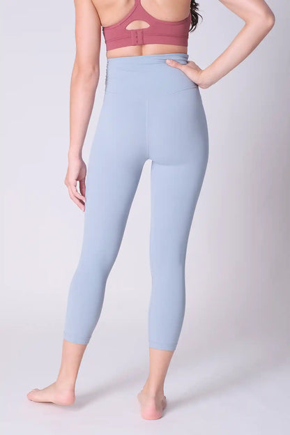 SPWL0024 - Women's Cross Waist Crop Leggings 21" - Sky Blue