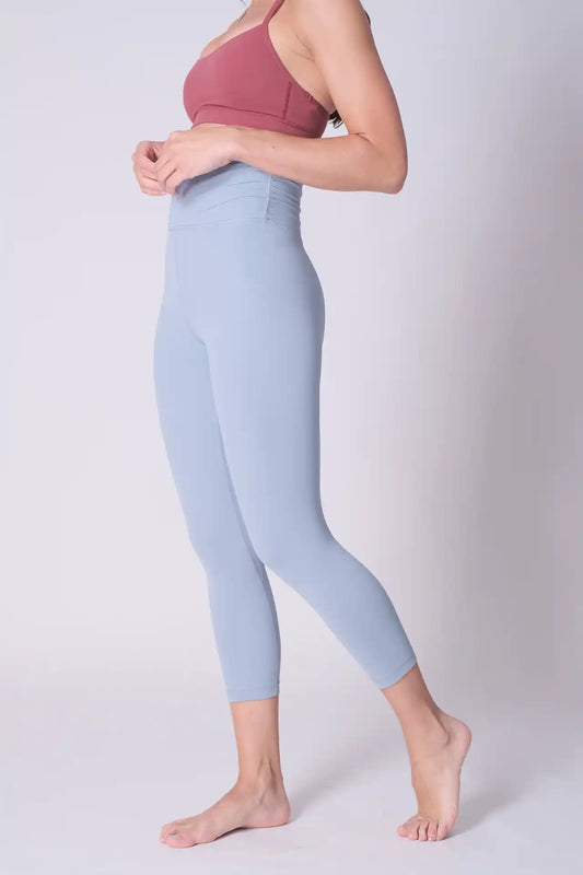 SPWL0024 - Women's Cross Waist Crop Leggings 21" - Sky Blue