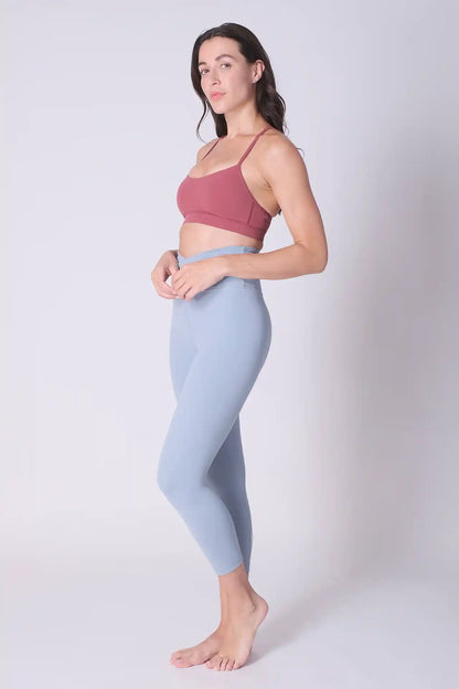 SPWL0024 - Women's Cross Waist Crop Leggings 21" - Sky Blue