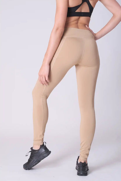 SPWL23001 - Women's Side Pockets Leggings 28" - Tan