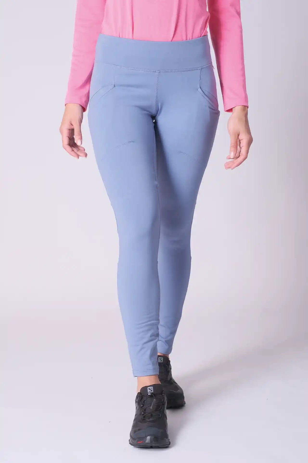 SPWL23002 - Women's Matching Panels Leggings 28" - Sky Blue