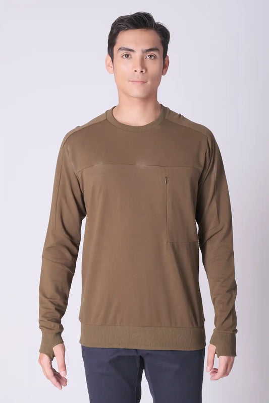 SPM0125 - Stretch French Terry Traveller Sweatshirt - Olive