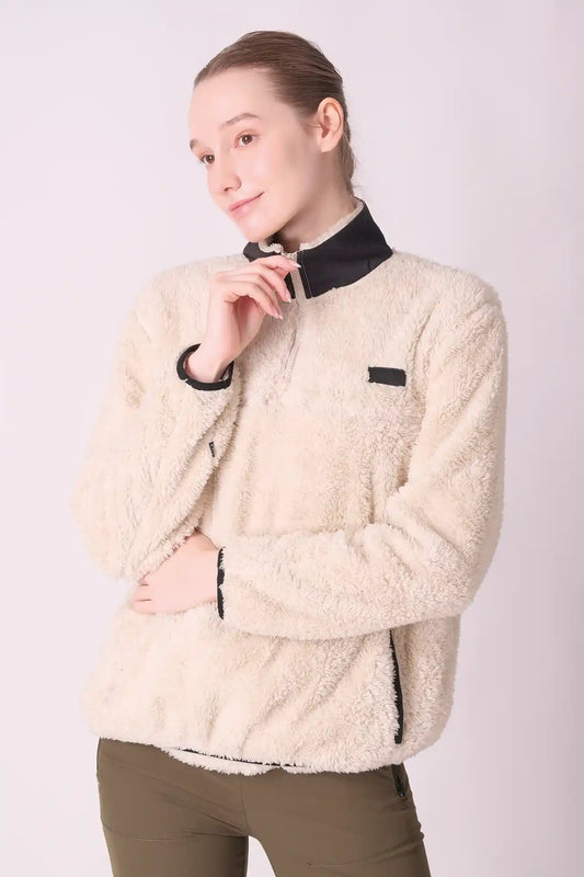 SPWM0134 - Women's Essential Half-Zip Sherpa Sweatshirt - Cream