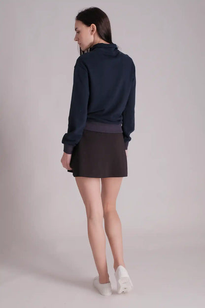 SPWM0154 - Women's Essential Round Collar Half Zip Pullover - Navy