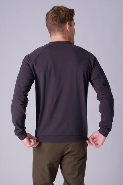 SPM0200 - Thermal Stretch Interlock Long Sleeve Crew Pullover - Black