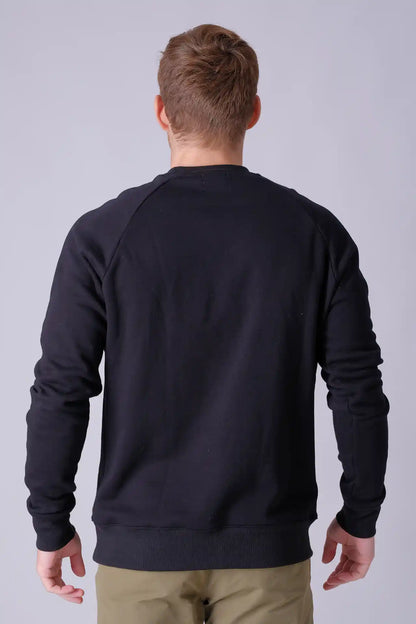 SPM0209 - Crew Neck Raglan Sleeve Thermal Polar Fleece Sweatshirt - Black