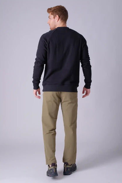 SPM0209 - Crew Neck Raglan Sleeve Thermal Polar Fleece Sweatshirt - Black