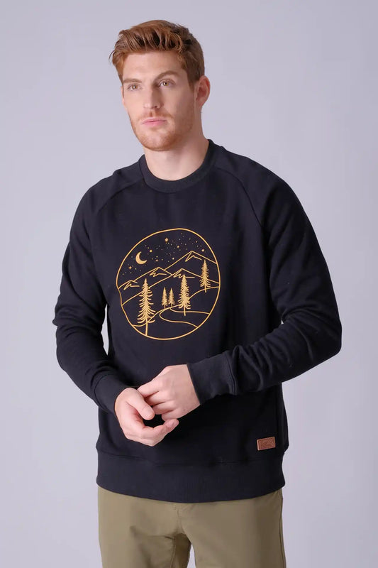 SPM0209 - Crew Neck Raglan Sleeve Thermal Polar Fleece Sweatshirt - Black