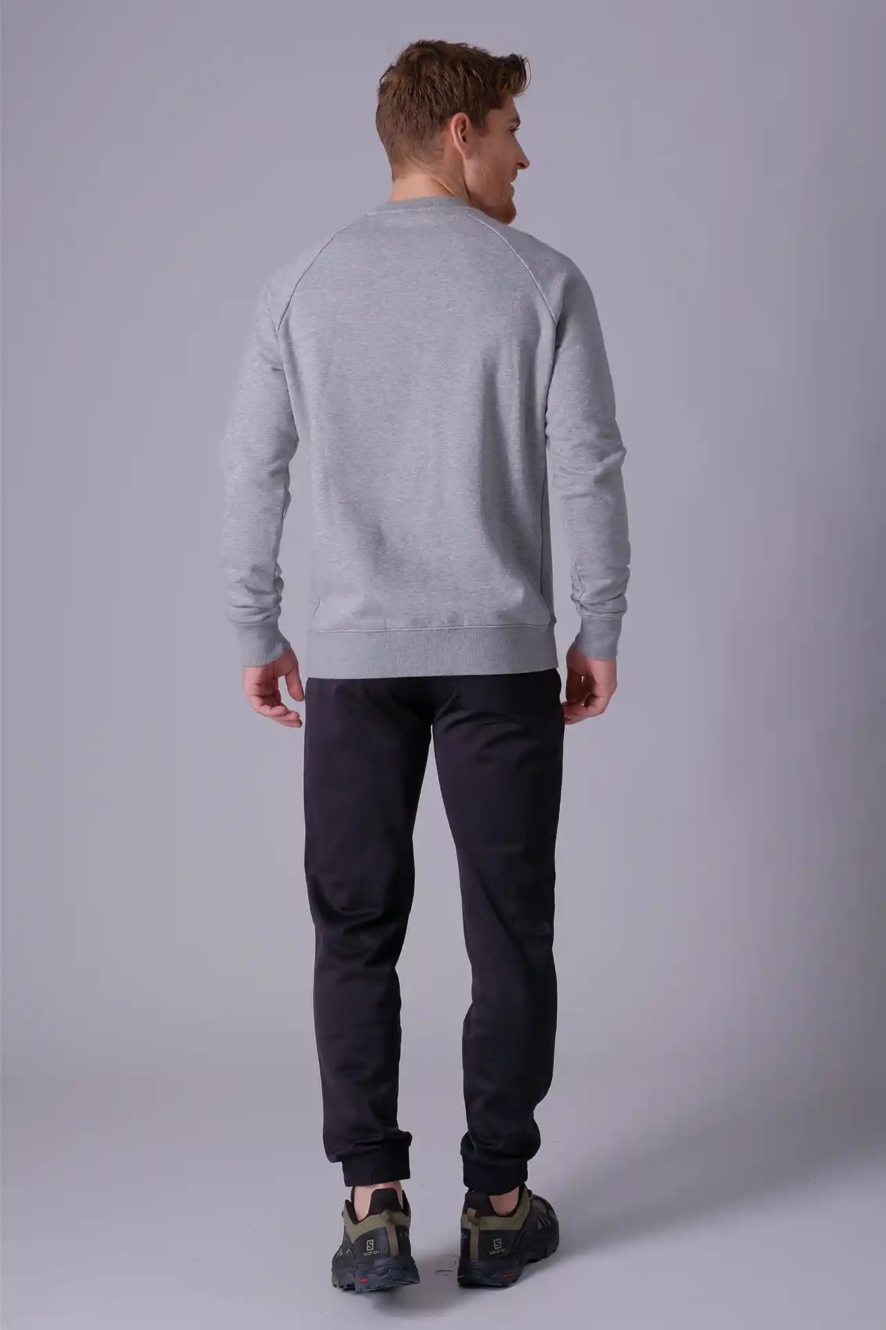 SPM0209 - Ultra Soft Mid-weight Thermal Cotton Blend Polar Fleece Crew Neck Sweatshirt - Heather Grey