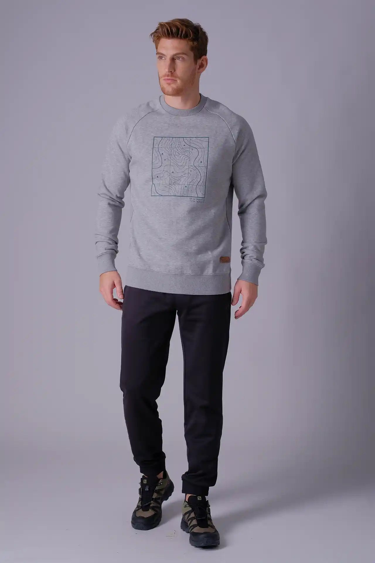 SPM0209 - Ultra Soft Mid-weight Thermal Cotton Blend Polar Fleece Crew Neck Sweatshirt - Heather Grey