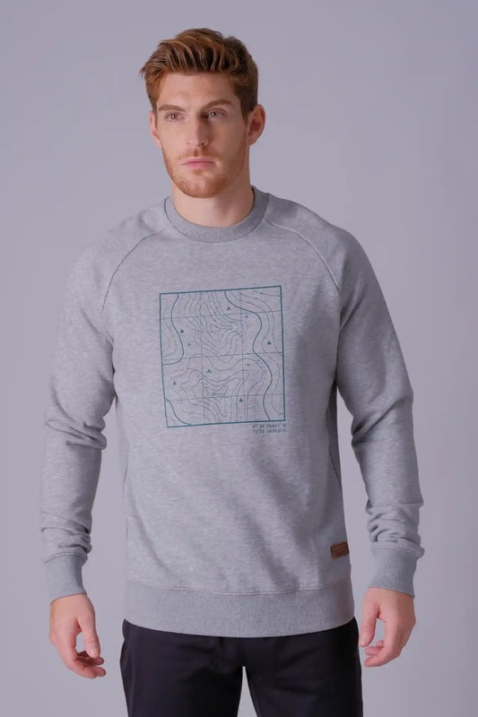 SPM0209 - Ultra Soft Mid-weight Thermal Cotton Blend Polar Fleece Crew Neck Sweatshirt - Heather Grey