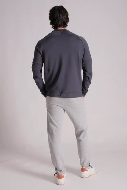 SPM0236 - Stretch Thermal Fleece Long Sleeve Running Pullover - Navy