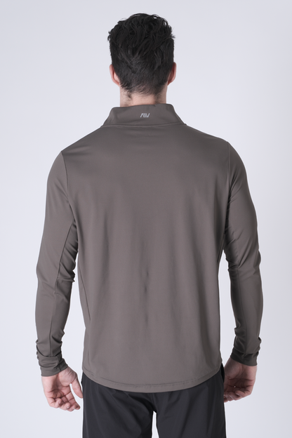 SPR0002 - Ultra Soft Stretch Nylon Mock Neck Workout Half Zip Top - Army