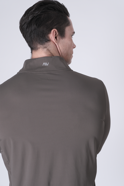 SPR0002 - Ultra Soft Stretch Nylon Mock Neck Workout Half Zip Top - Army