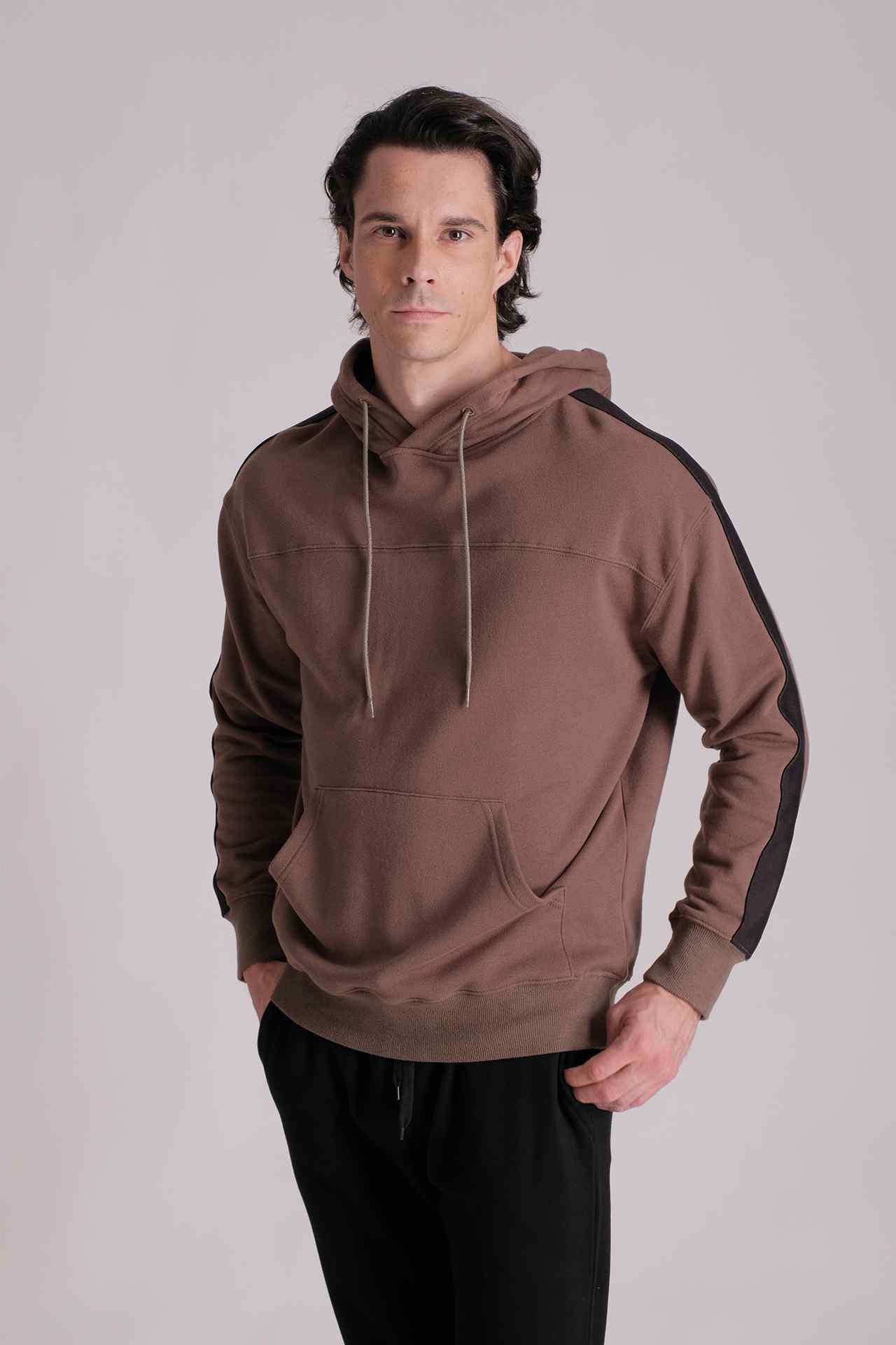 SPN0080 - Shoulder Taping French Terry Hoodie - Army Green