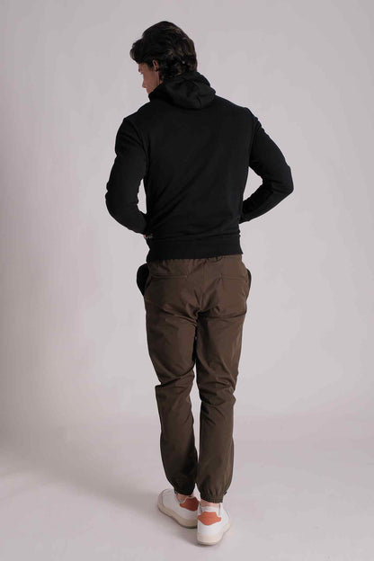 SPN0138 - Finest Cotton French Terry Side Pocket Logo Hoodie - Black