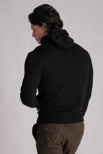 SPN0138 - Finest Cotton French Terry Side Pocket Logo Hoodie - Black