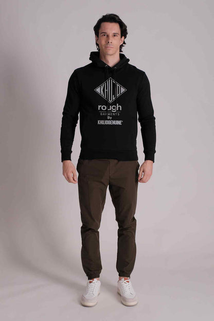 SPN0138 - Finest Cotton French Terry Side Pocket Logo Hoodie - Black