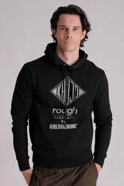 SPN0138 - Finest Cotton French Terry Side Pocket Logo Hoodie - Black