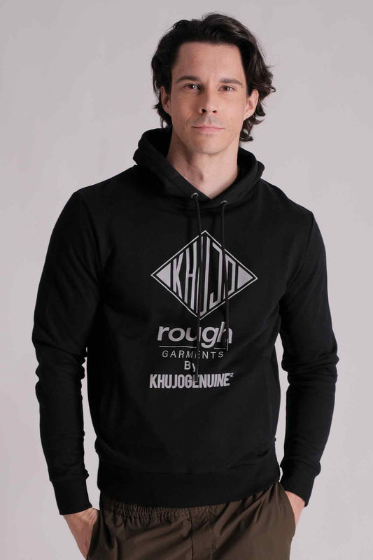 SPN0138 - Finest Cotton French Terry Side Pocket Logo Hoodie - Black
