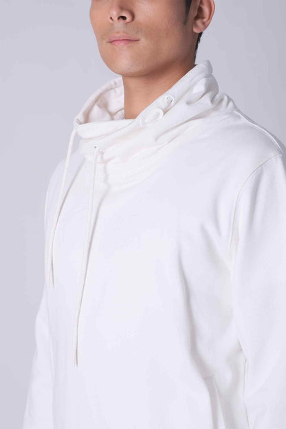 SPN0147 - Finest Cotton French Terry Chimney Collar Sweatshirt - White