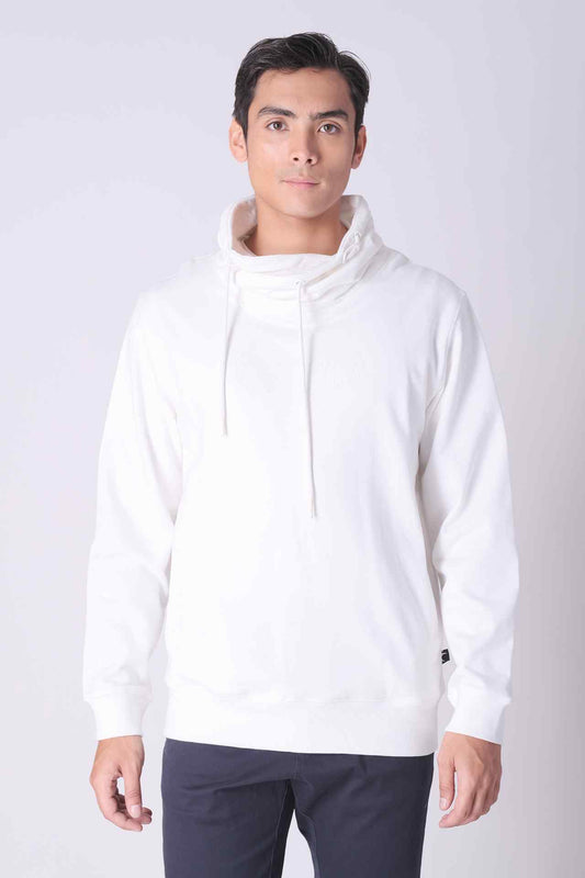 SPN0147 - Finest Cotton French Terry Chimney Collar Sweatshirt - White