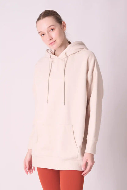 SPWN0154 - Women's Ultra Soft Mid-weight Thermal Cotton Blend Polar Fleece Hoodie - Beige