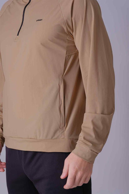 SPN0219 - Lightweight Stretch Half Zip Hiking Hoodie - Khaki